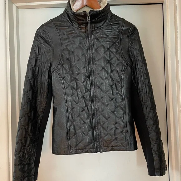 Ladies Medium Black Quilted Leather Moto Jacket by Wilson’s Leather - Picture 1 of 11